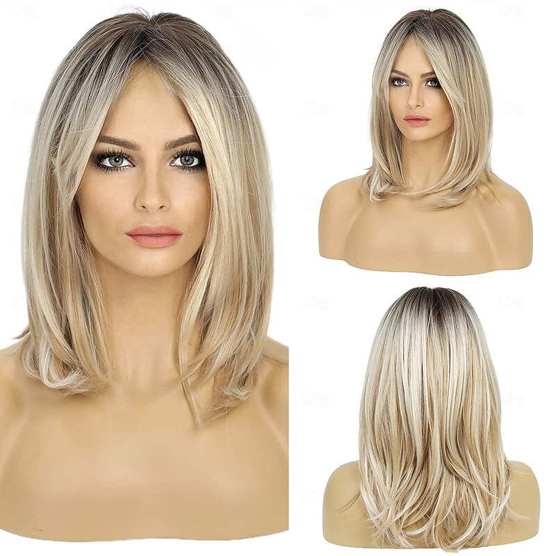 Layered Wigs for Women Synthetic Wig Wigs with Bangs Synthetic Long Hair Blonde Black Brown Dark Brown Light Brown