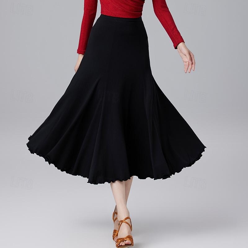 Latin Dance Ballroom Dance Skirts Pure Color Women's Performance Training High Polyester