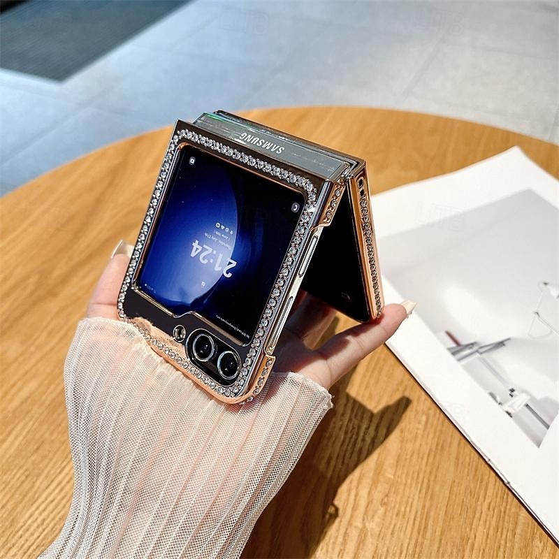 Phone Case For Samsung Galaxy Z Flip 6 Z Flip 5 Back Cover Bling Glitter Shiny Shockproof PC3