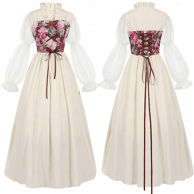 Retro Vintage Medieval Renaissance Dress Masquerade Princess Outlander Fancy Dress Women's Celtic Fantasy Halloween Carnival Masquerade Party / Evening Adults' Dress3