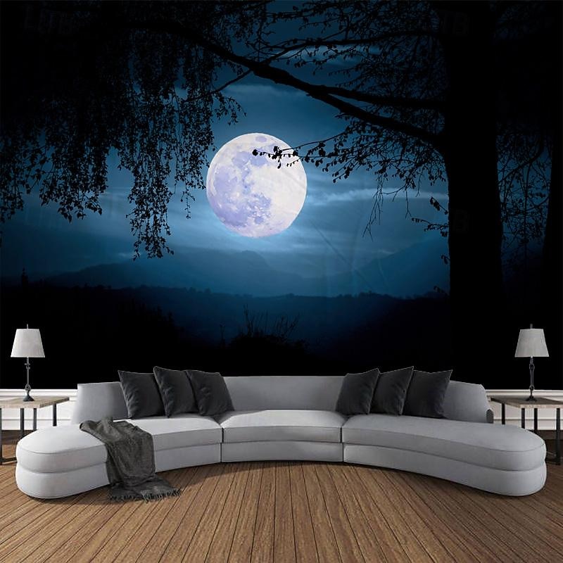 Trippy Forest Landscape Hanging Tapestry Wall Art Large Tapestry Mural Decor Photograph Backdrop Blanket Curtain Home Bedroom Living Room Decoration4