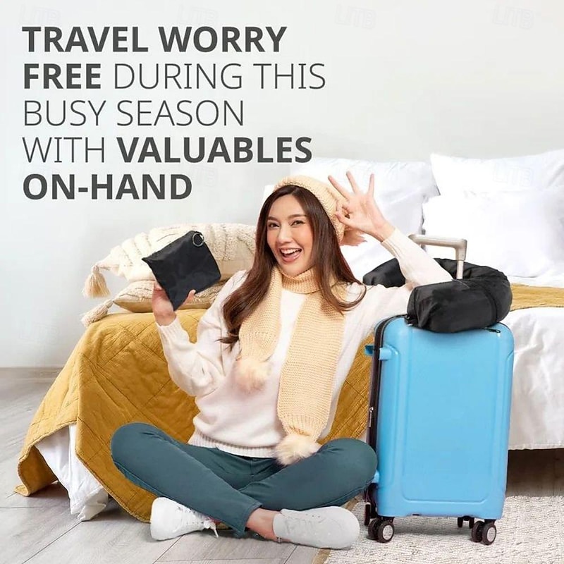 Stuffable Clothing Travel Neck Pillowcase,Multi-Functional Travel Storage Bag Neck Pillow with Neck Support for Storing Clothes, Portable U-Shaped Pillow for Airplane Travel4