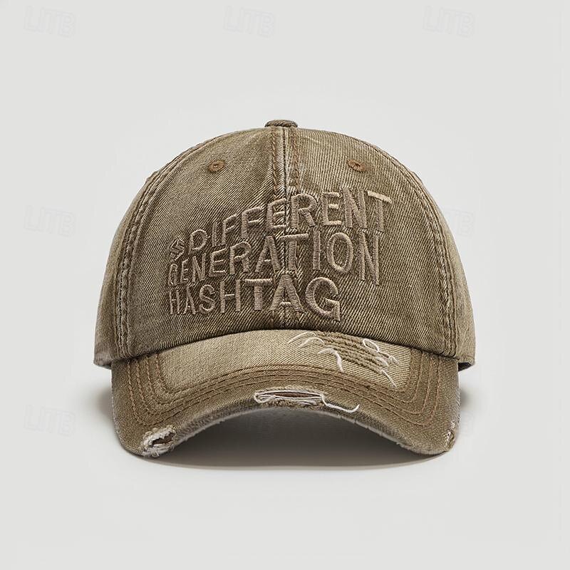 Men's Baseball Cap Sun Hat Trucker Hat Black Blue 100% Cotton Embroidered Ripped Fashion Casual Street Daily Letter Adjustable Sunscreen Breathable