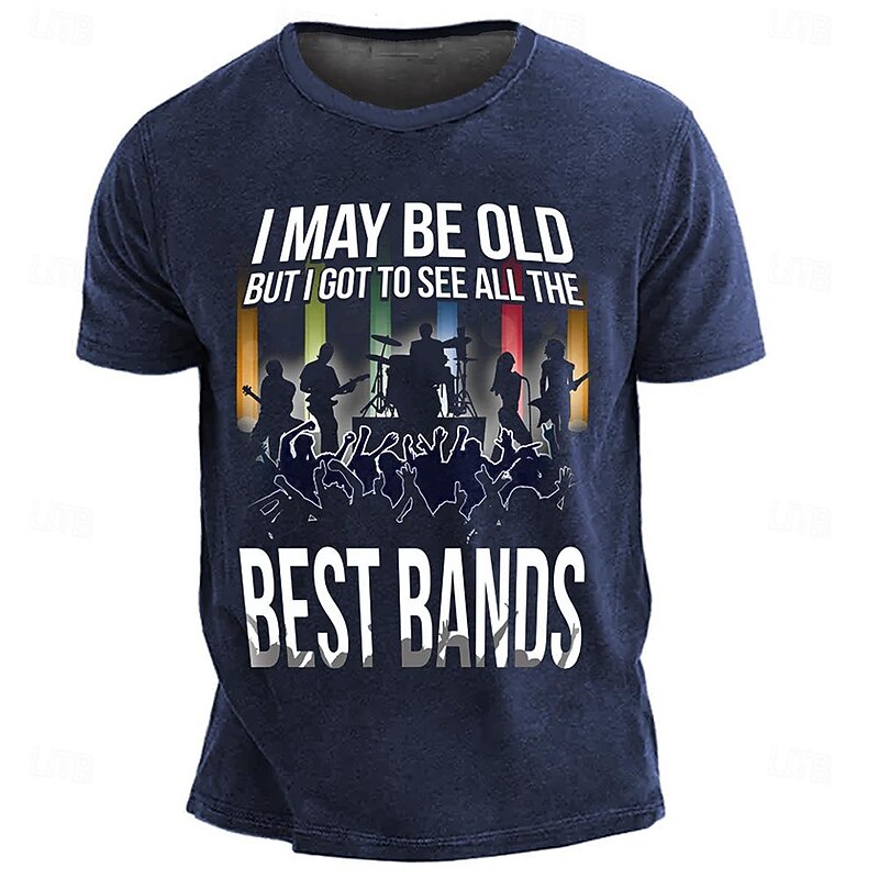 Men's Short Sleeve Music Fan T-Shirt - 'I May Be Old But I Got To See All The Best Bands' Retro Concert Graphic Tee - Main Image