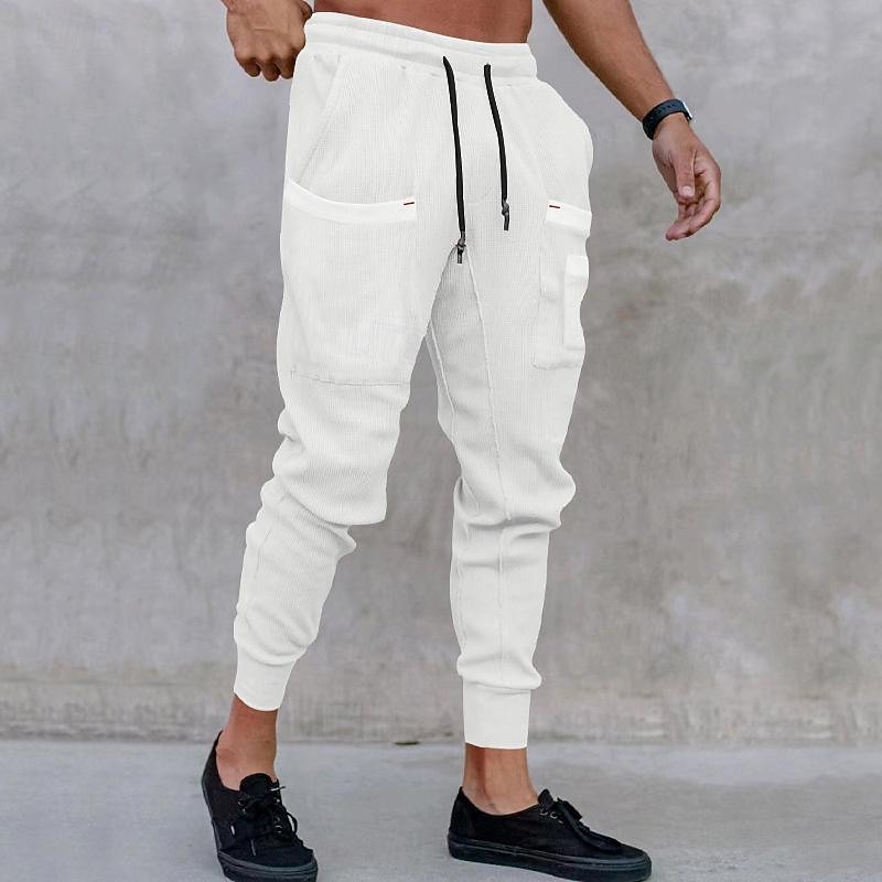 Men's Sweatpants Joggers Trousers Drawstring Elastic Waist Elastic Cuff Plain Comfort Sports Outdoor Daily Fashion Casual Black White Micro-elastic2