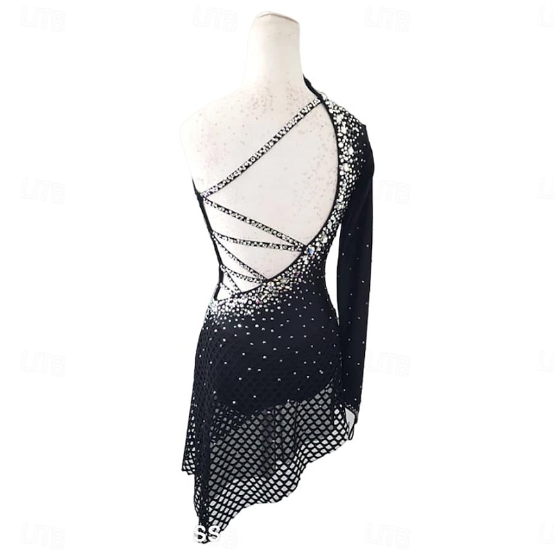 Latin Dance Dress Crystals / Rhinestones Women's Girls' Performance Training Long Sleeve High Stretch Yarn