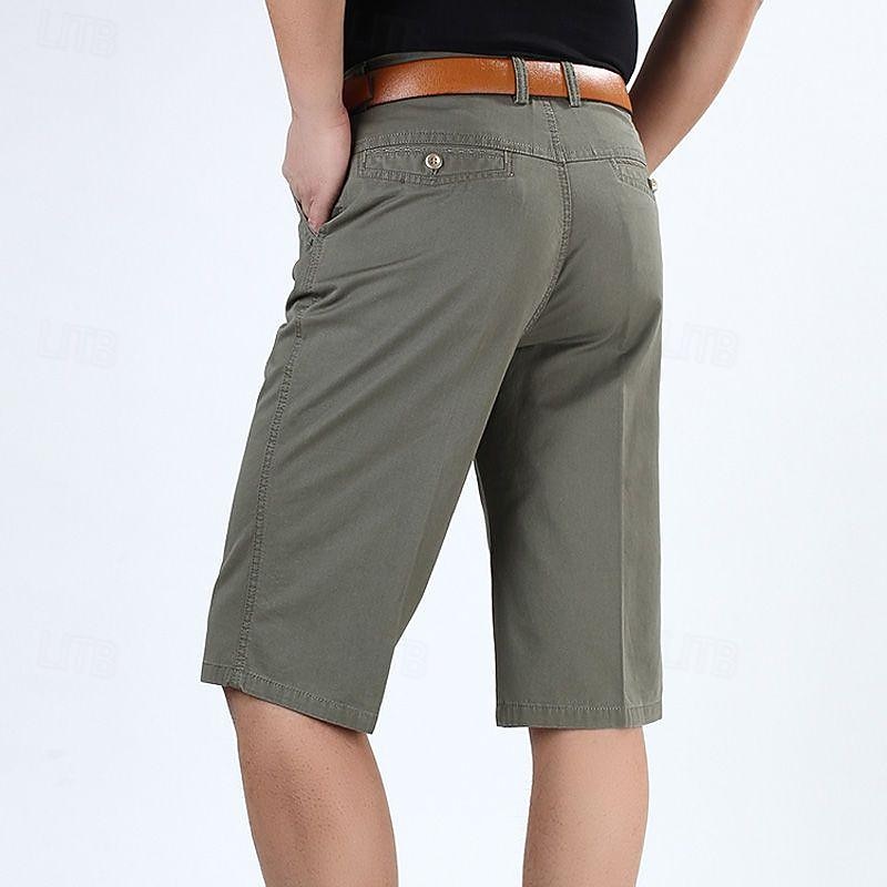 Men's Capri Pants Dress Shorts Work Shorts Solid Color Wrinkle Resistant Calf-Length Casual Weekend Casual Black Army Green High Waist Micro-elastic3
