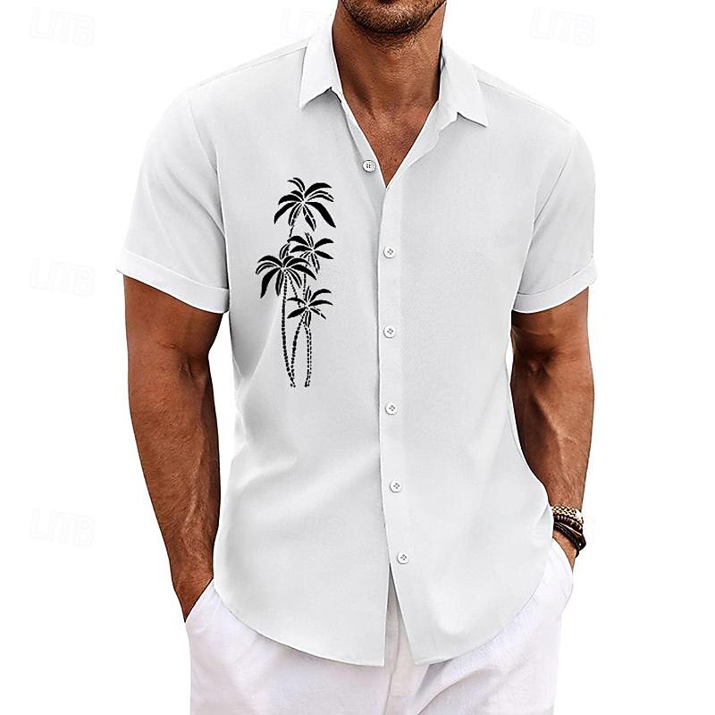 Men's Coconut Tree Tropical Plants Shirt Summer Hawaiian Shirt Aloha Shirt Short Sleeves Shirt Turndown Fashion Streetwear Designer Outdoor Street Casual B H I S M L4