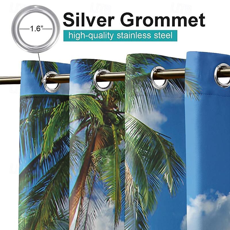 Patio Outdoor Curtains 2 Panels Grommet Top Waterproof Outdoor Blackout UV Sun Curtains Drapes for Porch Pergola Gezebo Cabana Sun Room Deck4