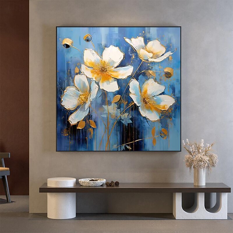 Oil Painting Handmade Hand Painted Square Wall Art Impression Flowers Canvas Painting Home Decoration Decor Stretched Frame Ready to Hang4