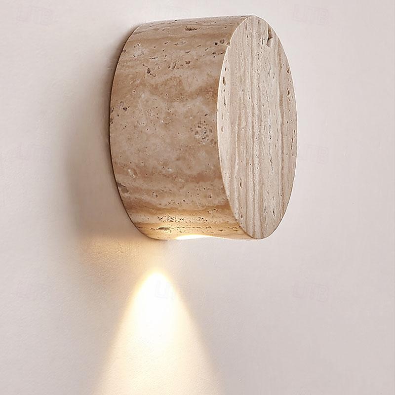 LED Sconce Post Modern Marble Wall Light Indoor Round Beam Spot Light 3000K Warm White Lighting Fixture Bedroom Bedside Wall Lamp for Hallway Living Room Porch Office4