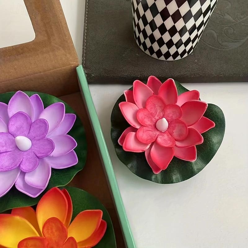 6pcs LED Floating Water Induction Lotus Flower Lotus Lamp, Seven-color Waterproof Small Night Light, Swimming Pool Water Pool Decoration, Wishing River Lamp3