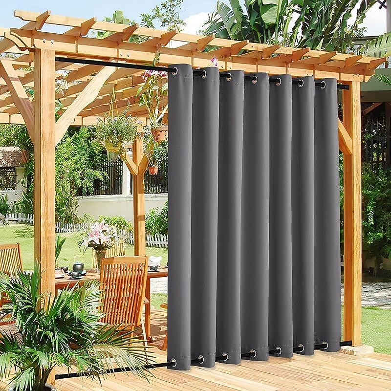 Waterproof Indoor Outdoor Curtains, Windproof Outdoor Canvas Curtains Top and Bottom Grommet, Outside Drapes for Patio Porch Pergola Arbor Lanai Gazebo Yard2