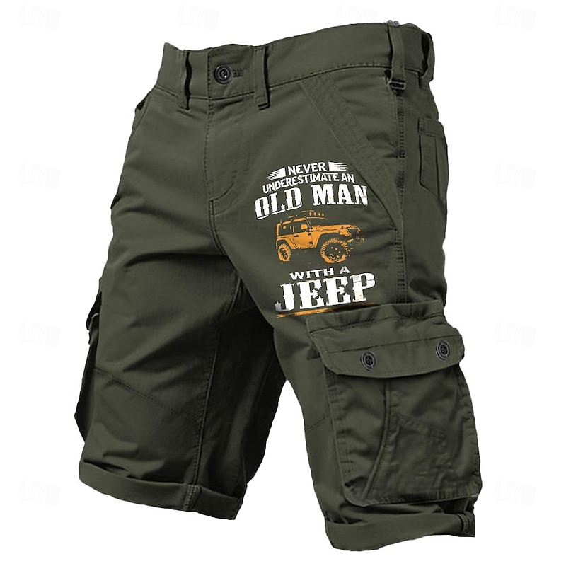 Men's Cargo Shorts Multiple Pockets Old Man Letter Printed Outdoor Short Sports Outdoor Classic Micro-elastic Shorts2