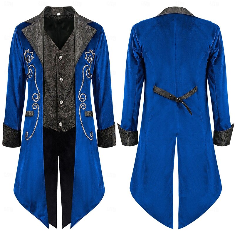 Retro Vintage Punk & Gothic Medieval Coat Tailcoat Prince Nobleman Jacquard Fancy Dress Men's Royal Steampunk Masquerade Party Adults' Coat4