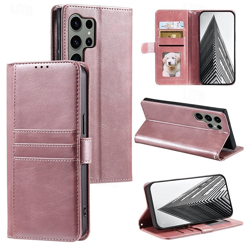 Phone Case For Samsung Galaxy S25 S24 S23 S22 S21 FE S21 Ultra Plus A55 5G A35 5G A25 A15 Wallet Case with Wrist Strap Kickstand Card Slot Retro TPU PU Leather