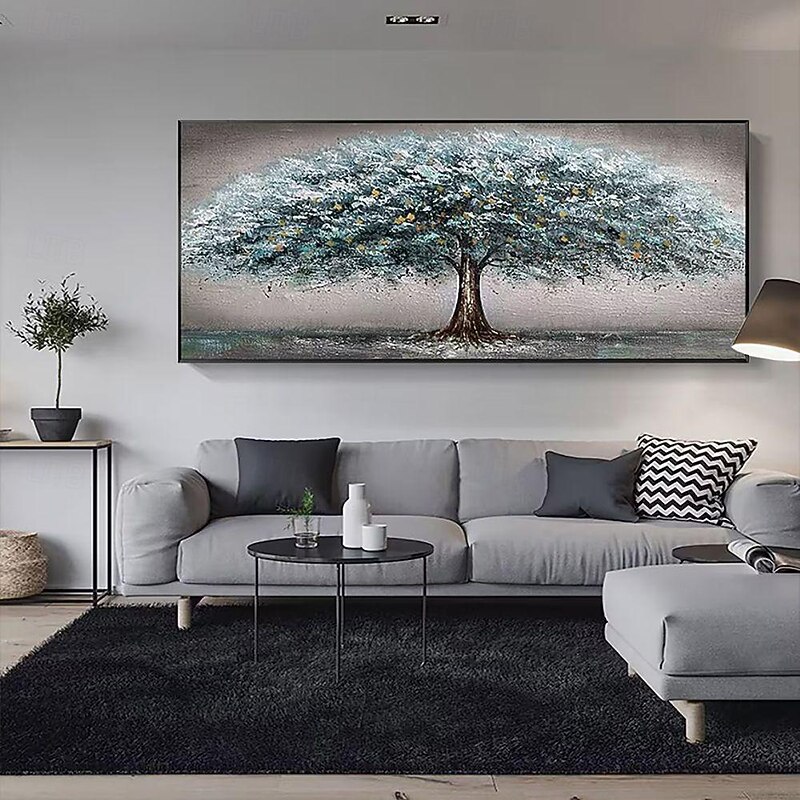 Handmade Oil Painting Canvas Wall Art Decoration Modern Abstract Living Room Sofa Background Wall Money Tree for Home Decor Rolled Frameless Unstretched Painting4