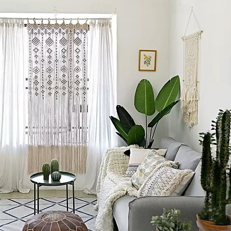Macrame Room Divider Door Curtain Woven Bohemian Wedding Tapestry Wall Decor for Wedding Bedroom Living Room Home Decoration2