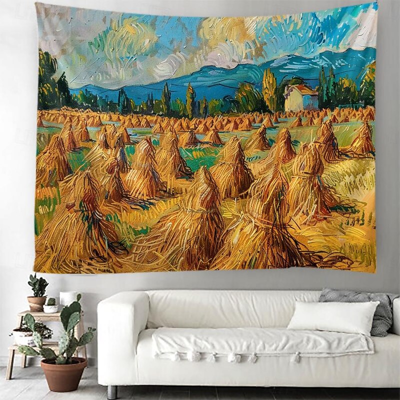 Oil Painting Lotus Hanging Tapestry Wall Art Large Tapestry Mural Decor Photograph Backdrop Blanket Curtain Home Bedroom Living Room Decoration3