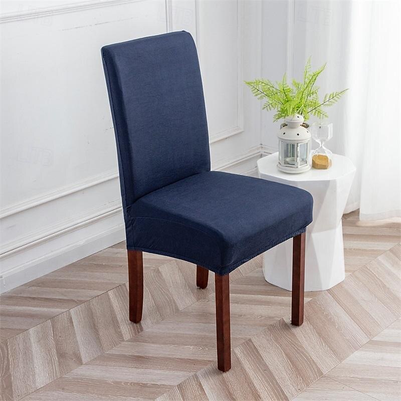 2 Pcs Milk Silk Solid Color Chair Cover Household Half Chair Cover Solid Color Stool Cover3