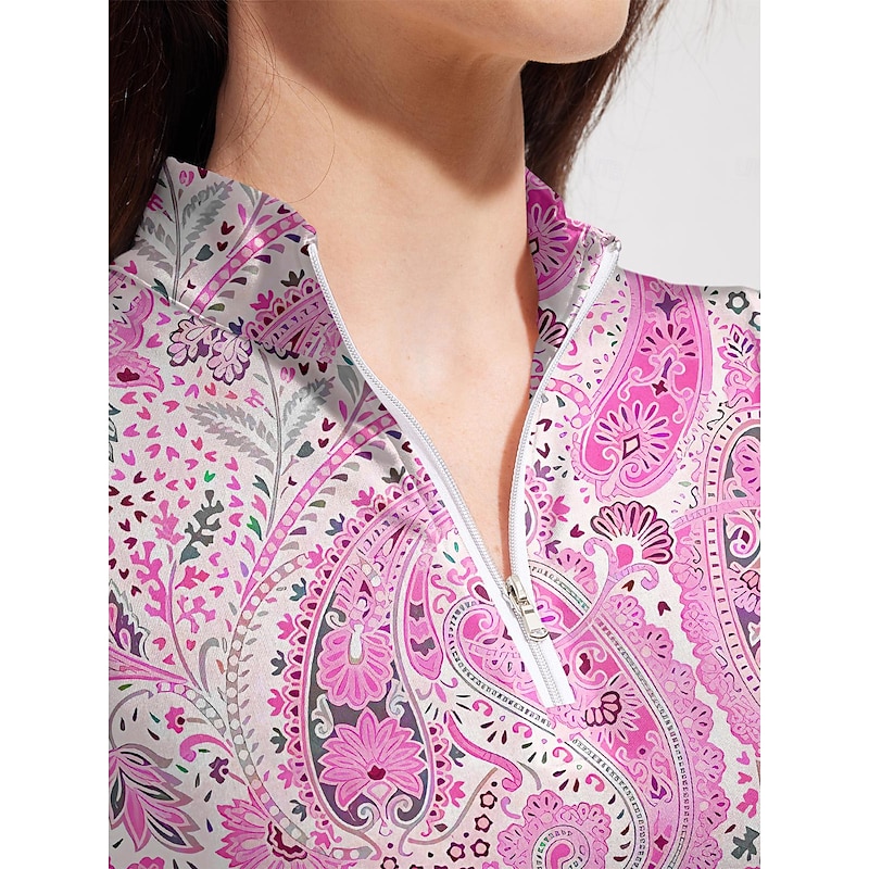 Women's Golf Polo Shirt Rose Red Sleeveless Top Ladies Golf Attire Clothes Outfits Wear Apparel3