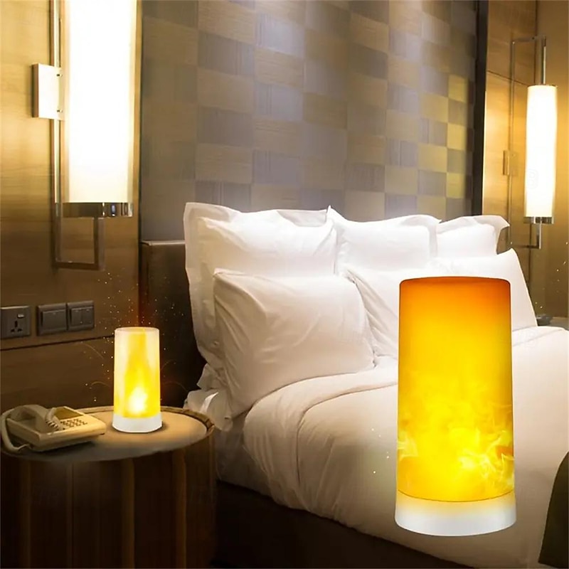 LED Flame Light USB Rechargeable Flicking Flame Candles Fire Lanterns Outdoor Hanging Lamps For Party Garden Camp Christmas for hotel/catering/event holding4