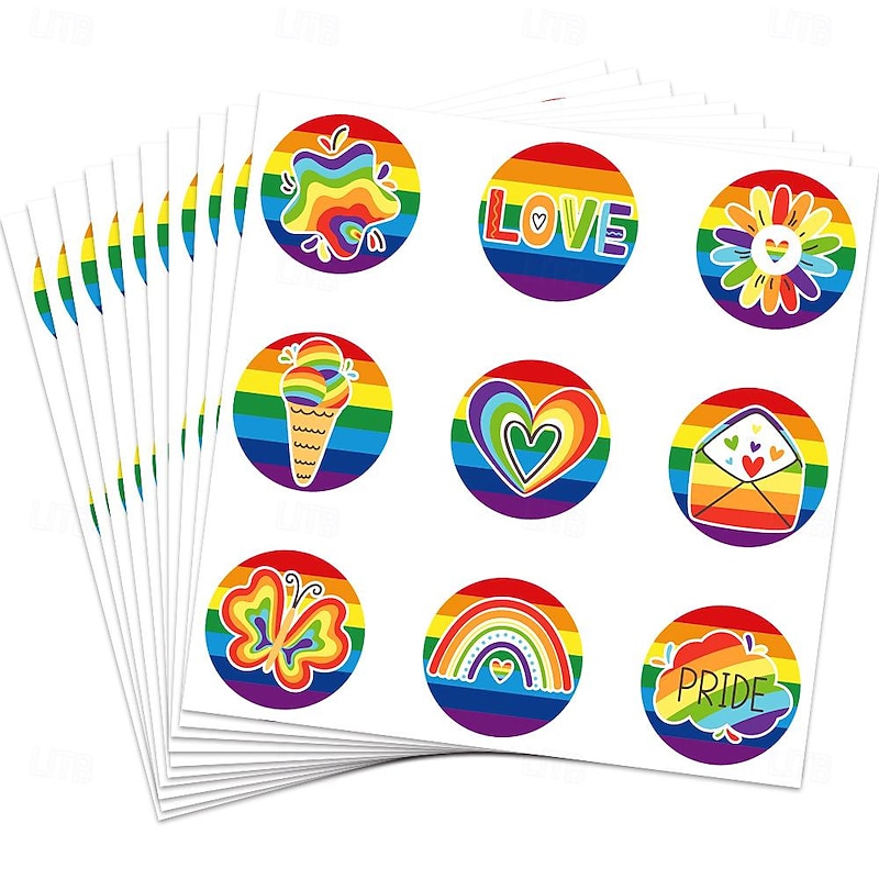 Rainbow Halloween Sticker LGBT LGBTQ Gay Lesbian Adults' Men's Women's Masquerade Pride Parade Pride Month Easy Halloween Costumes Dress Up 6