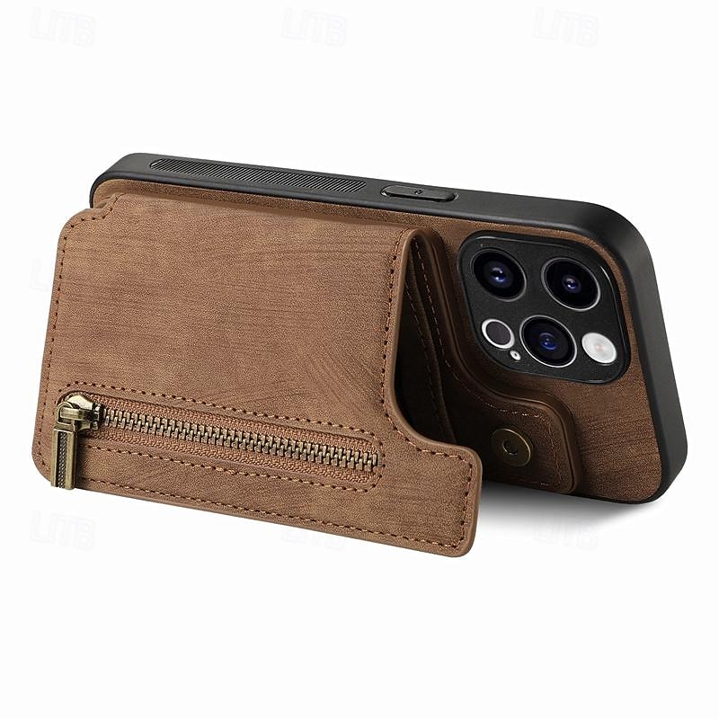 Phone Case For iPhone 17 Pro Max 17 Air 16 15 14 Pro Max Plus 13 12 11 Pro Max Mini Back Cover with Stand Holder Card Slot Shockproof Retro TPU PU Leather3