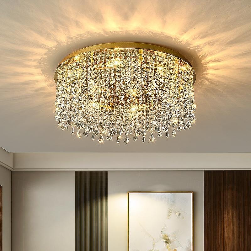 Gold Luxury LED Ceiling Chandeliers Compatible with Living Room Modern Crystal Hanging Lamp Compatible with Ceiling Home Decor,Ceiling Lighting4