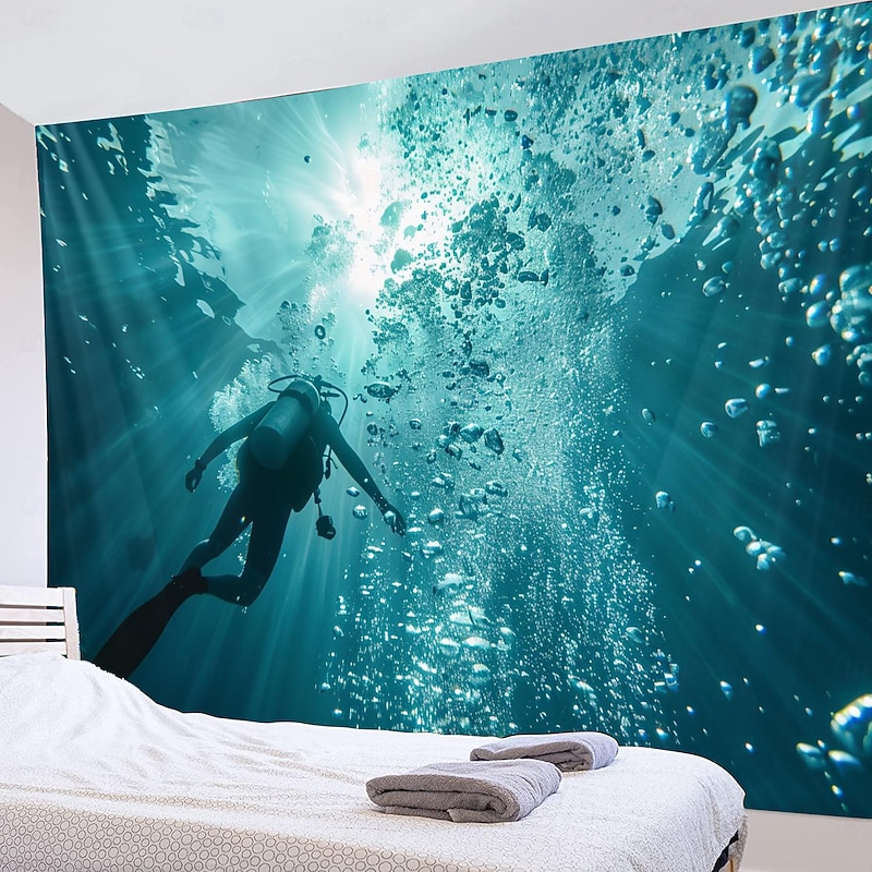 Diving Ocean Hanging Tapestry Wall Art Large Tapestry Mural Decor Photograph Backdrop Blanket Curtain Home Bedroom Living Room Decoration4