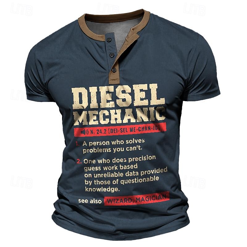 Men's Color Block T shirt Henley Shirt Short Sleeve 3D Print Retro Vintage Classic Casual Sports Outdoor Holiday Going out Spring & Summer Black Navy Blue Purple Green Henley Henley T-Shirt