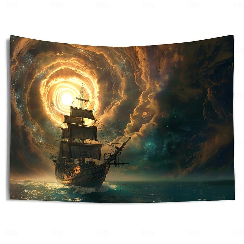 Pirate Ship Hanging Tapestry Wall Art Large Tapestry Mural Decor Photograph Backdrop Blanket Curtain Home Bedroom Living Room Decoration3