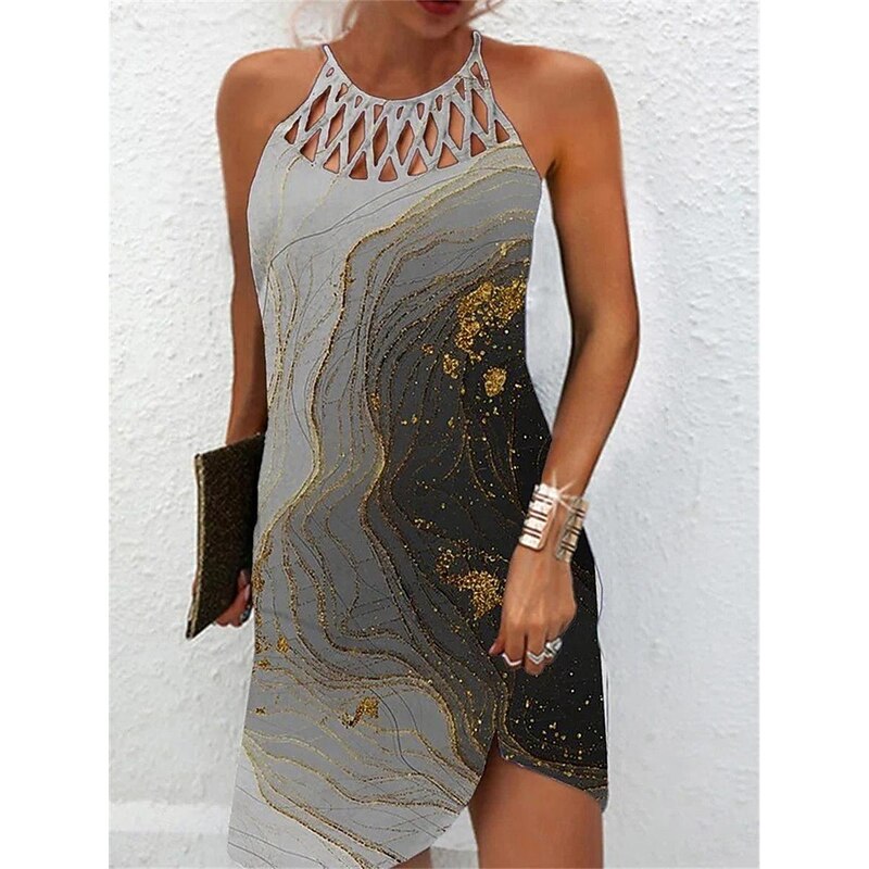 Women's Casual Dress Slip Dress Color Gradient Marble Cut Out Print Strap Mini Dress Hawaiian Casual Daily Vacation Sleeveless Summer3
