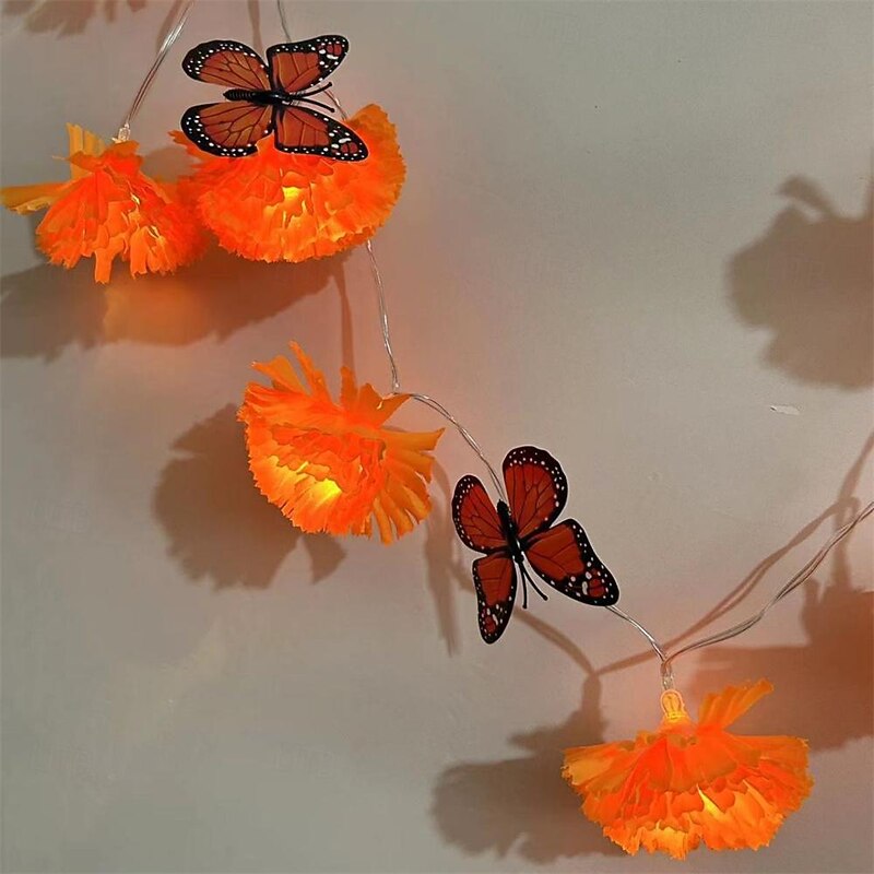 Elegant Wedding Reception Party 10LED Marigold Garland String Lights Battery Operated 1.5M/3M for Day of the Dead Home Decor2