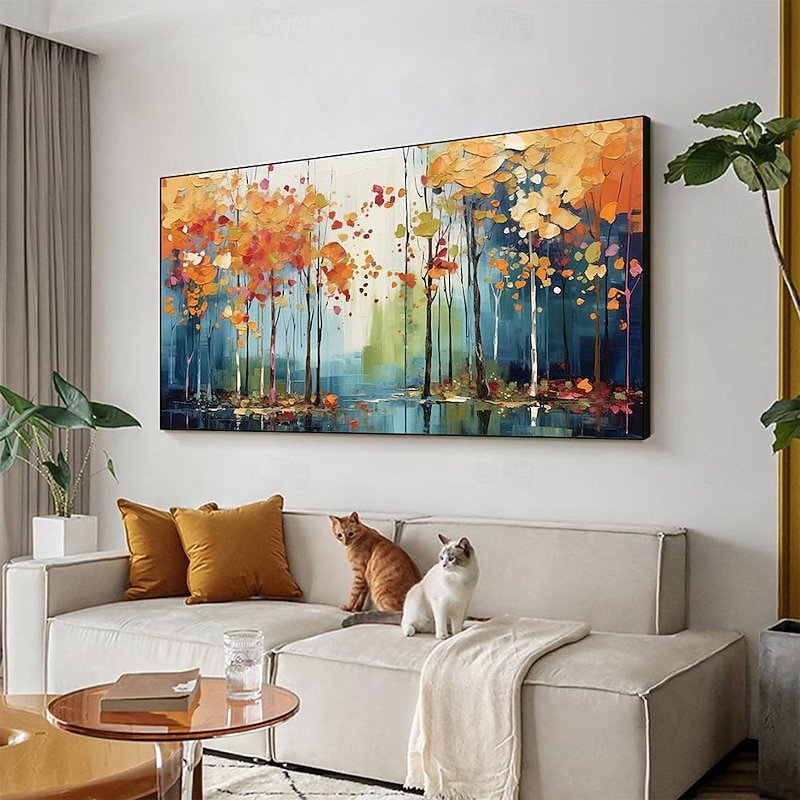 Mintura Handmade Forest Oil Paintings On Canvas Large Wall Art Decoration Modern Abstract Tree Landscape Picture For Home Decor Rolled Frameless Unstretched Painting4