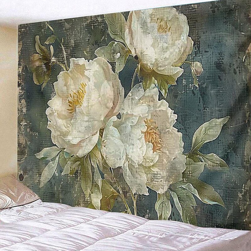 Golden Peony Hanging Tapestry Wall Art Large Tapestry Mural Decor Photograph Backdrop Blanket Curtain Home Bedroom Living Room Decoration4