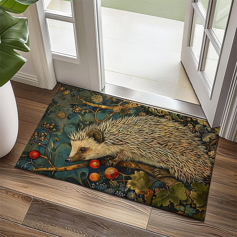 Hedgehog Fruits Doormat Kitchen Mat Floor Mat Non-Slip Area Rug Oil Proof Rug Indoor Outdoor Mat Bedroom Decor Bathroom Mat Entrance Rug4