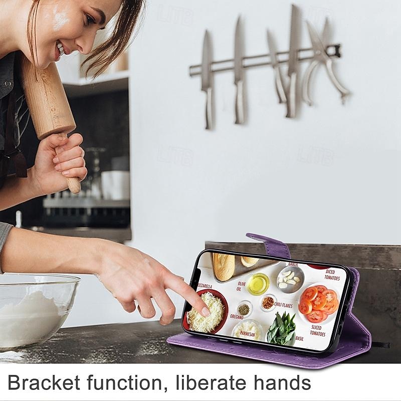 Phone Case For Samsung Galaxy S25 S24 S23 S23 FE S22 S21 Ultra Plus A55 5G A35 5G A25 A15 Wallet Case Magnetic Full Body Protective with Wrist Strap Cat Bee TPU PU Leather2