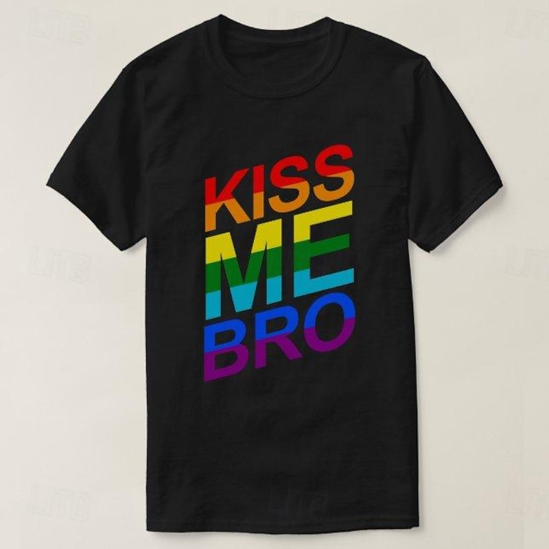 LGBT LGBTQ T-shirt Pride Shirts Rainbow Kiss Me Bro Funny Lesbian Gay For Couple's Unisex Adults' Masquerade Hot Stamping Pride Parade Pride Month3