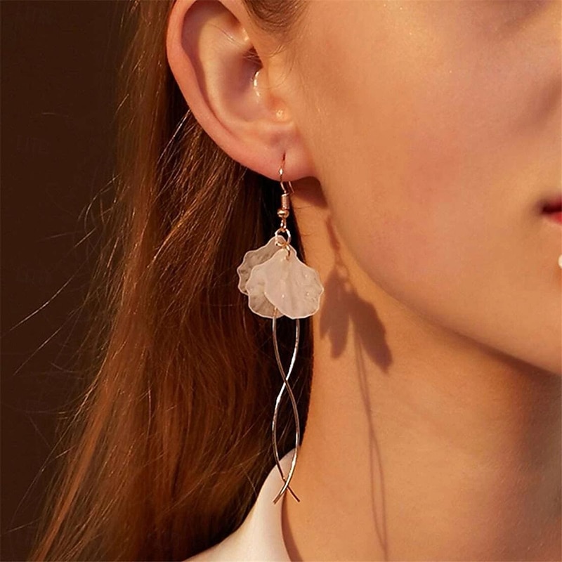 1 Pair Drop Earrings Hanging Earrings For Women's Birthday Party Evening Gift Alloy Drop Fashion Petal - Main Image