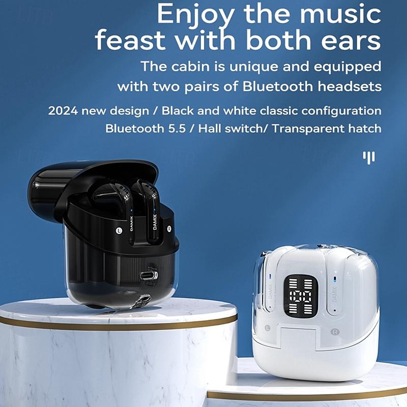 2 Pairs of 4 Packs Wireless Earphones Bluetooth 5.3 Earbuds 68ms Low Latency 13mm Driver HIFI Headphones 4 Mics ENC HD Call Semi-in-ear2