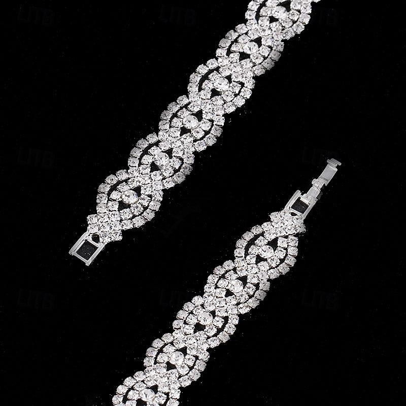 Classic Blessed Stylish Rhinestone Bracelet Jewelry Silver For Wedding Gift Holiday Engagement Festival4