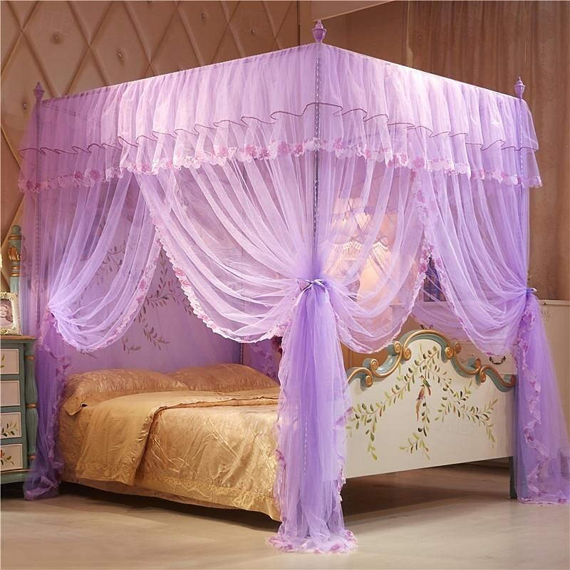 79inch Mosquito Net for Bed with Stainless Steel Bracket Increase Space Gorgeous Mosquito Net Tent Heightening Enlarge Encryption Dustproof - Main Image