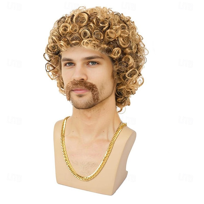 Disco Wig70'S Costumes Wig Afro Wig Men Short Curly Natural Fluffy Synthetic hair Wig for Carnival Disco Party(Only Wigs) Halloween Wigs3