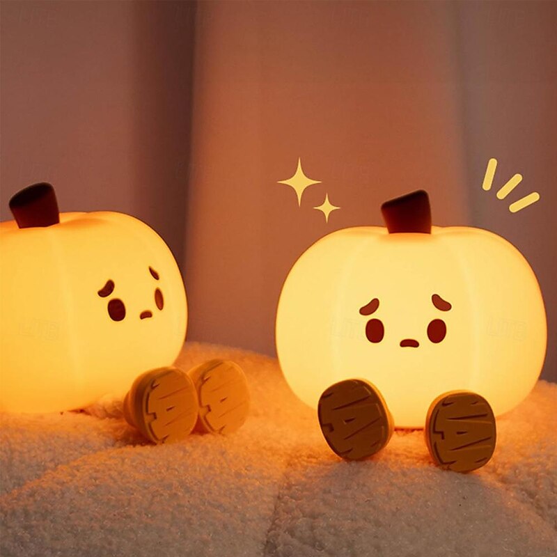 Pumpkin Night Light Spooky Pumpkin Silicone Putting Light 3 Dimming Brightness Adjustable Soft Light for Bedroom & Living Room Halloween Christmas Decoration4