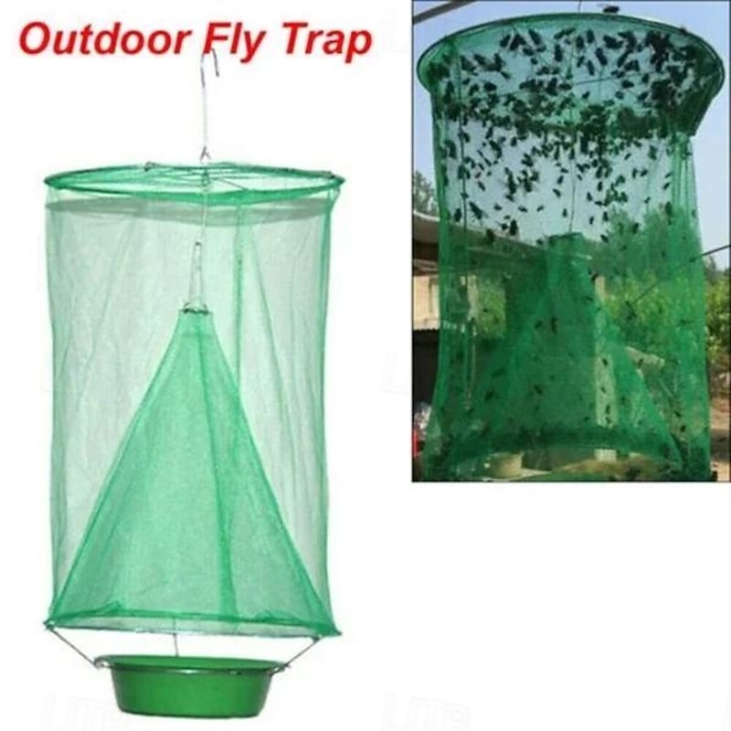 Reusable Ranch Fly Trap,Fly Trap Outdoor Hanging Reusable with Fishing Apparatus | Food Bait Flay Catcher Cage for Indoor or Outdoor Family Farms