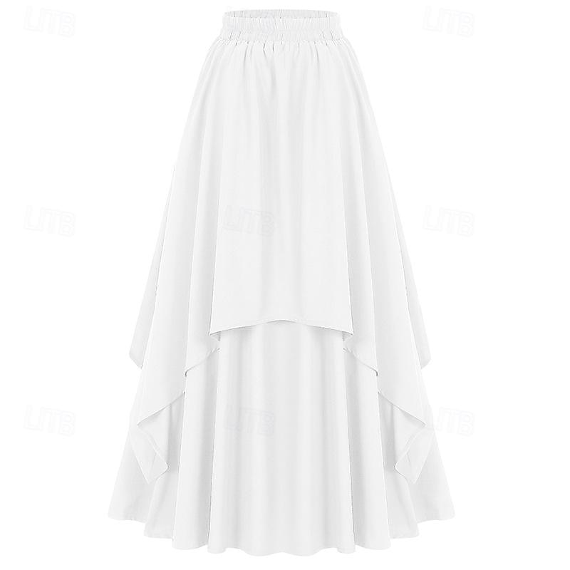 Retro Vintage Medieval Renaissance Skirt Cosplay Costume Maxi Skirt Solid Colored Fancy Dress Women's Celtic Pirate Fantasy Halloween Carnival Masquerade Carnival Casual Daily Adults' Skirts Spring3