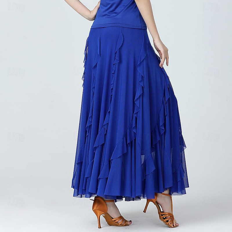 Latin Dance Ballroom Dance Skirts Sashes / Ribbons Ruffles Pure Color Women's Performance Training High Polyester Tulle3