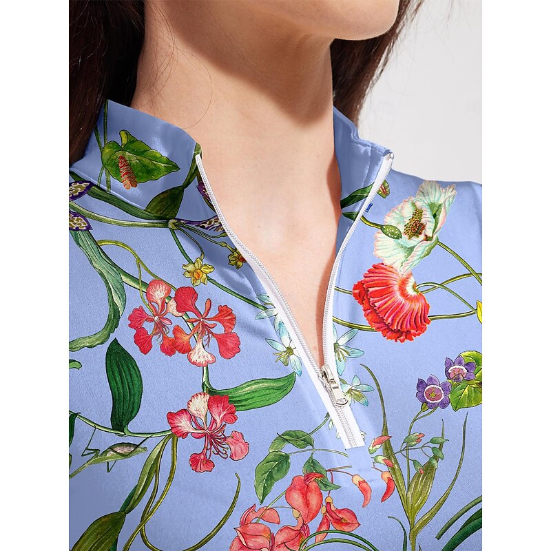 Women's Golf Polo Shirt Blue Long Sleeve Top Fall Winter Ladies Golf Attire Clothes Outfits Wear Apparel3