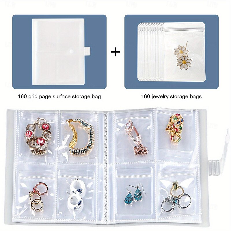 84 Grids/1 Set or 160 Grids with Small Pouches Jewelry Storage Box: Earrings, Anti-oxidation Rings, Bracelets, Transparent Dust-proof Storage Bags for Necklaces, Accessories, Sealed Bags for Jewelry Preservation3